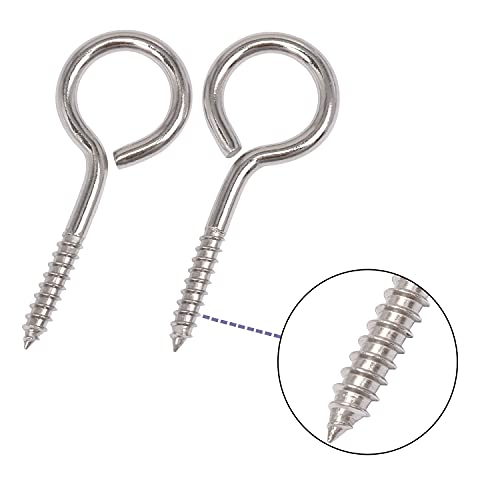 SHONAN 2.5" Stainless Steel Eye Screws for Wood, 18 Pcs Screw Eye Hooks Eye Bolt Hooks, Eye Screw Hooks for Indoor Outdoor Use, 55 Lbs Capacity - size: 2.5 Inch, 18 Pack