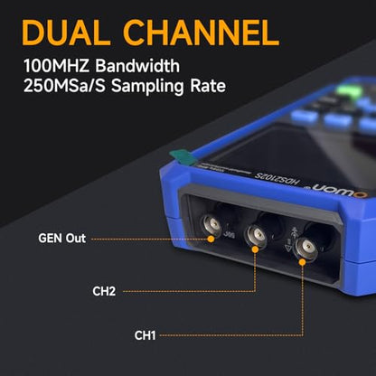 Digital Handheld Oscilloscope Multiumeter 3 in 1,2 Channels, 100MHz Bandwidth, 500MS/s Sample Rate, 3.5" LCD Multiumeter Signal Generator Digital Oscilloscope Multimeter,Lab Oscilloscope HDS2102S - style: HDS2102s