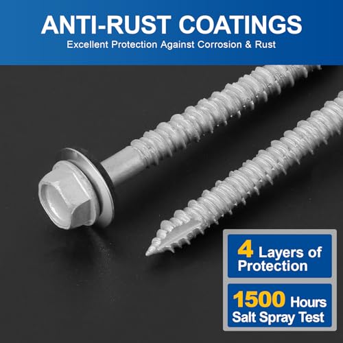 #14×3Inch Metal Roofing Screws 320-PCS Hex Head Rustpert Coating Screws - size: #14×3