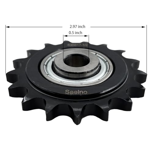 #40 Roller Chain Idler Sprocket Type C 1/2" bore 17 Tooth with Bearing 203KRR2,Hardened Antirust 1045 Steel Drive Sprockets 40BB17-1/2