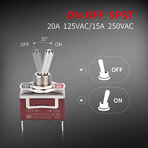 DaierTek SPST Waterproof Toggle Switch 12V DC 30A 125VAC 20A Marine Heavy Duty 2 Pin ON Off Spade Terminals for Automotive Car Boat -2 Pack - size: Spade ON/OFF with Weatherproof Boot Cap