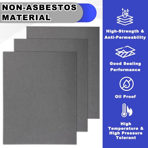 3 Pcs Non Asbestos Gaskets Material 15"x11.8" High-Temperature Multiple Thickness Gasket Making Material Sheet 0.8/1 /1.2 mm Stable Sealing for Small Engine Repair, Lawn Mower, Motorcycle, Generator