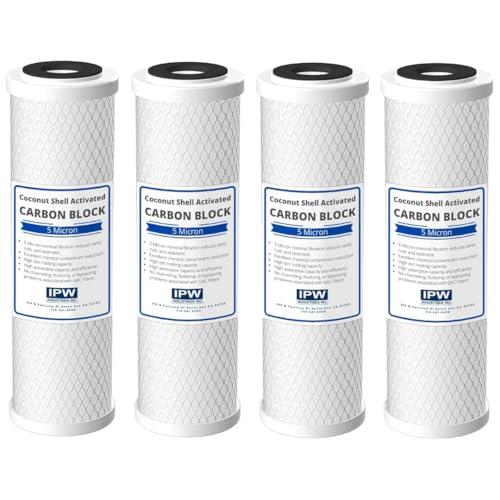 IPW Industries Inc Set of 4 Compatible for Water Filter GE GXWH04F, GXWH20F, GXWH20S & GXRM10 Multi-Pack, Carbon Block Replacement Cartridge