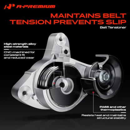 A-Premium Engine Serpentine Belt Drive Kit with Tensioner & Idler Pulley