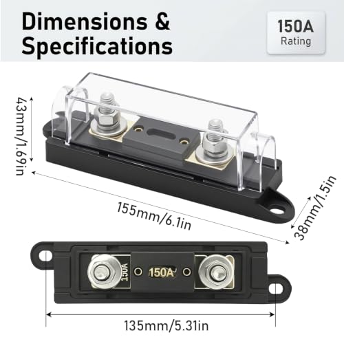 150‑Amp Inline ANL Fuse Holder with 0/2/4 Gauge AWG - size: 150A