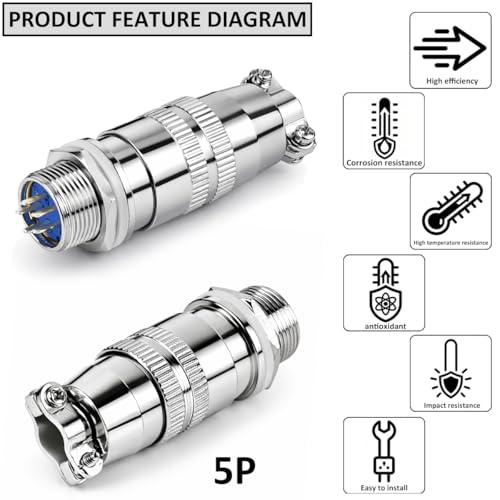 CLYXGS 4 Pack XS12 Aviation Plug Connector, 5 Pin 12mm Push-Pull Circular Connector, 6A 250V Quick Disconnect Wire Cable Male & Female Plug Socket Kit for Industrial, Automotive, and Marine - style: XS12-5