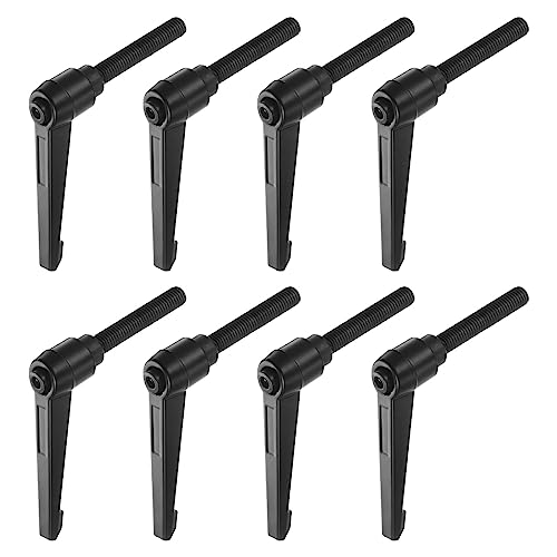 HARFINGTON 8pcs Adjustable Clamping Lever Handles M10 x 60mm Male Thread Bolt Knobs Rotating Screw Locking Quick Release Ratchet Push Button Handle, Black - size: M10 x 60mm