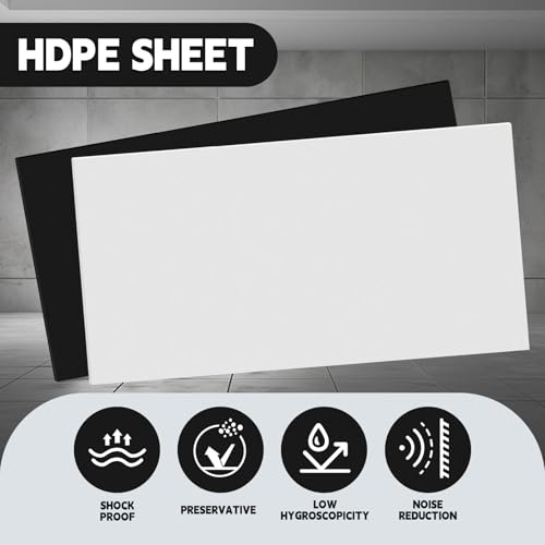 Threehoney 2 Pcs White and Black HDPE Sheet 1/4" Thick 24 x 48 Inch, HDPE Plastic Sheet High Density Polyethylene Board Flexible Solid Plastic Block for DIY Projects Crafts Machining Home