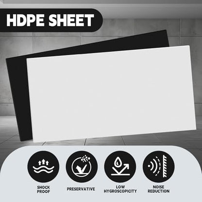 Threehoney 2 Pcs White and Black HDPE Sheet 1/4" Thick 24 x 48 Inch, HDPE Plastic Sheet High Density Polyethylene Board Flexible Solid Plastic Block for DIY Projects Crafts Machining Home