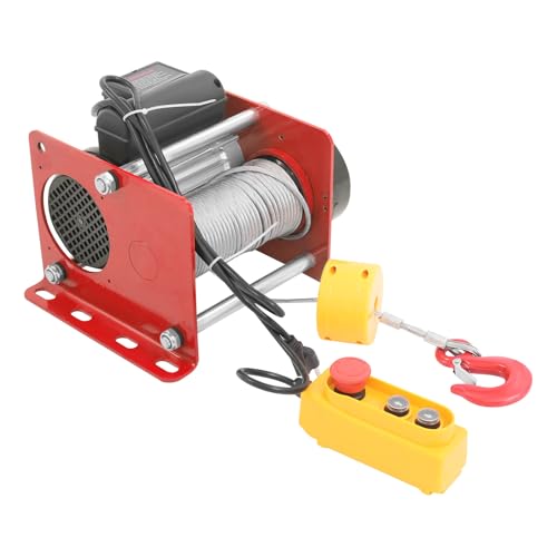 Electric Hoist Winch, 881LBS Electric Winch with Long Steel Cable,Electric Winch Crane with Wired Control, 1000W Steel Electric Crane