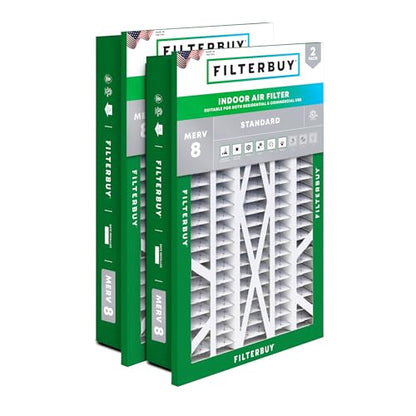 Filterbuy 16x25x5 Air Filter MERV 8 Dust & Allergy Defense (2-Pack) - size: 16x25x5 (Actual: 14.38 x 23.38 x 3.69)