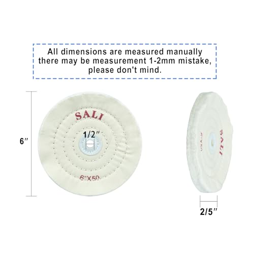 SALI 4 Pack Polishing Wheel for Bench Grinder Buffing Wheel 6 inch White Cotton (50 Ply) for Buffer Polisher Medium Polish Pad 1/2'' Arbor Hole - style: fine