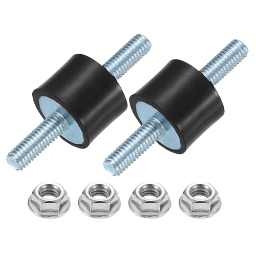 uxcell 2Pcs M6 x 18mm Rubber Mounts, 15 x 20mm Cylindrical Anti Vibration Isolator Studs Shock Absorber Double Studs with Nuts for Car Bobbin Generator Air Compressors - size: M6 x 18mm, 15 x 20mm