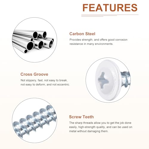 uxcell 50Pcs #8x1 Phillips Head Self Tapping Screws, Carbon Steel Flat Head High Strength Quick Tapping Screws Wood Screw for Wood, Metal, Plastic, White - size: #8x1