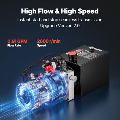 VEVOR 4 Quart Hydraulic Pump DC 12V 1.6KW Single Acting Dump Trailer Pump - size: 4 Quart Single Acting, style: Single Acting