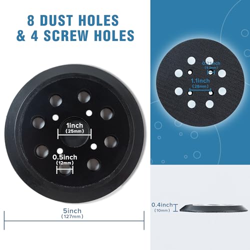 S SATC Replacement Sander Pads 5 Inch 8 Hole Hook and Loop Replacement Pads 2 PCS Orbital Sander Replacement Pads 5” Random Orbit Sanders Replacement Backing Sanding Pad