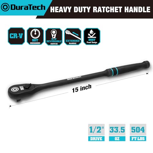 DURATECH Extra Long Handle 1/2-Inch Drive Ratchet, 90-Tooth Ratchet Wrench - size: 1/2" with 15" handle