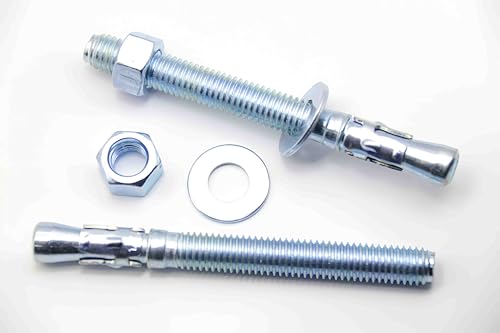 1/2"x5"Wedge Anchors by Zinced of Heavy-Duty Fastener for Cement and Concrete (8pcs Pack) - size: 1/2"x 5"