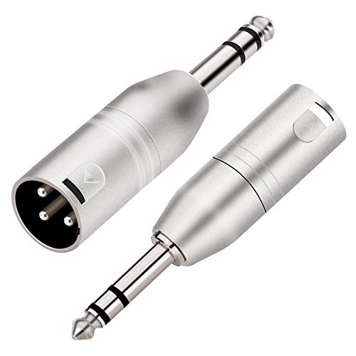 Tisino 1/4" TRS to XLR Adapter, Balanced Quarter Inch 6.35mm Male to XLR Male Adapters - 2 Pack - color: 1/4" TRS to XLRM