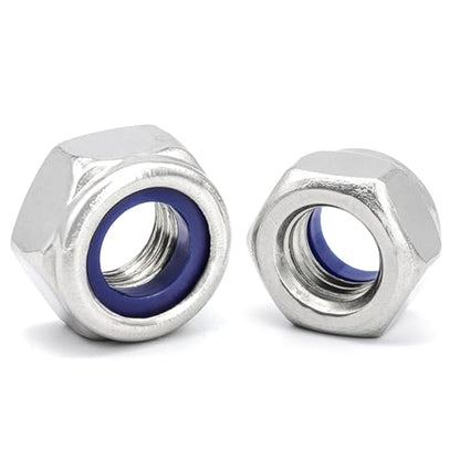 M3-0.5 Nylon Insert Lock Nuts, Stainless Steel 304 (18-8) Lock Nuts with Nylon Insert, 100pcs - color: Silver, size: M3-0.5