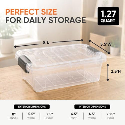 Superio 1.27 Quart Clear Plastic Storage Containers with Lids, Stackable Organizer Bins, BPA-Free Storage Boxes for Home, Office, Dorm & Classroom, 1 Pack - size: 1.27 Quarts