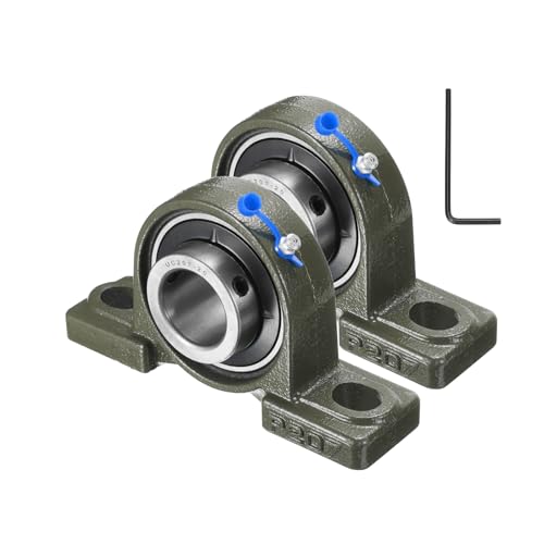 uxcell 2 Pcs UCP207-20 Pillow Block Bearings 1-1/4 inch Bore Self Alignment, Solid Cast Iron Base Mounted Chrome Steel Bearings - size: UCP207-20