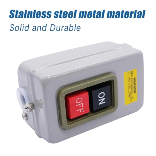 AC 220V/380V Push Button Switch, 3 Phase Self-Locking Motor Start Stop Switch, 10A ON/Off Electric Motor Control Station for Mechanical Equipment Industrial Machinery BS230B