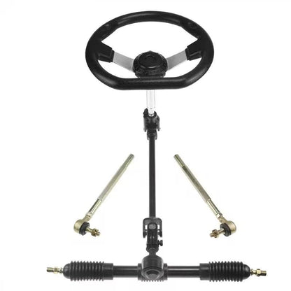 PRO BAT 270mm/10.6'' Go Kart Front Steering Wheel Assembly - size: 10.6'' Steering Wheel 16.5'' Gear Rack Pinion Kit
