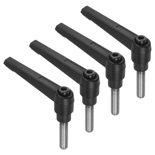 uxcell 4pcs Clamping Lever Handles, M8 x 25mm 304 Stainless Steel Threaded Male Stud, Adjustable Handles Locking Quick Release Ratchet Push Button Bolt Knobs, Black - size: M8 x 25mm