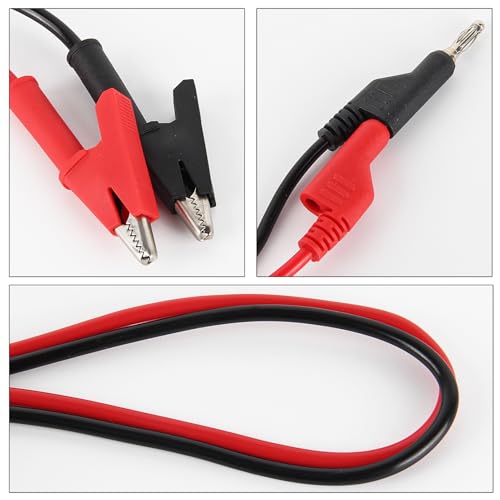 4mm Banana to Alligator Clip Plug Test Leads Multimeter Electrical 4mm Banana Stackable Plug Silicone Flexible Copper Cable 1 Meter for Multimeter Electrical Testing