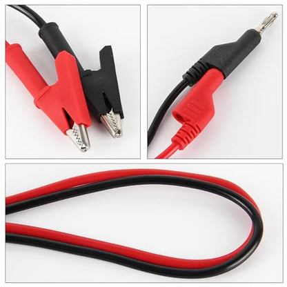 4mm Banana to Alligator Clip Plug Test Leads Multimeter Electrical 4mm Banana Stackable Plug Silicone Flexible Copper Cable 1 Meter for Multimeter Electrical Testing