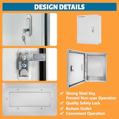 Outdoor Electrical Box 24x16x10 NEMA 4X Waterproof Junction Box - size: 24 x 16 x 10''