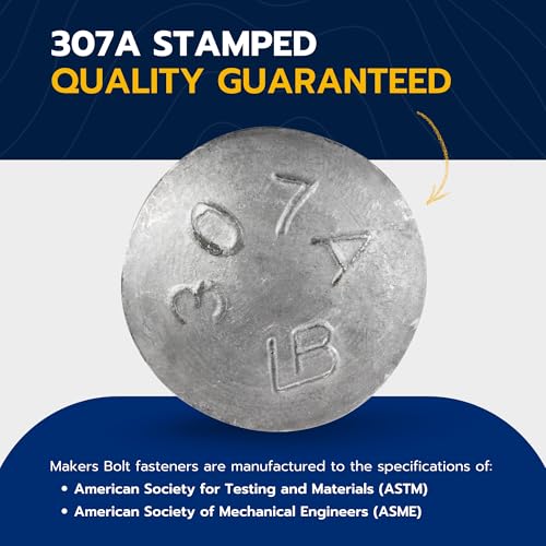 1/2" x 6" (25 Pack) Galvanized Carriage Bolt Kit Grade 307A Includes 1/2" USS Flat Washers (25 pcs) and 1/2"-13 Hex Nuts (25 pcs), Hot Dip Galvanized for Exterior Use by Makers Bolt - size: 1/2 x 6