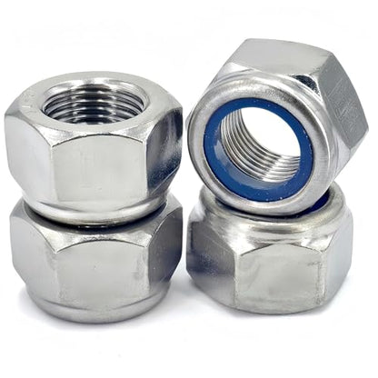 8Pcs M14 x 1.25mm Nylon Insert Hex Lock Nuts, 304 Stainless Steel A2-70 Lock Nuts,Silver Tone - color: Silver, size: M14x1.25