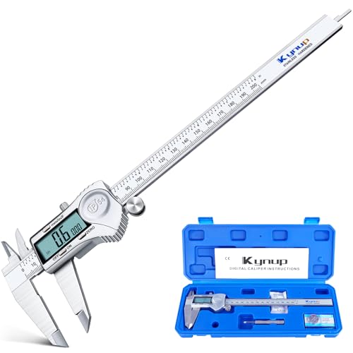 Kynup 8 Inch Digital Caliper Measuring Tool, Stainless Steel Micrometer - color: Silver, size: 200mm