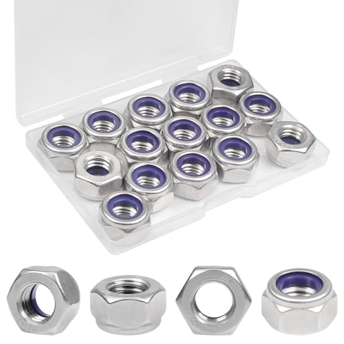 15PCS M10 Locknuts M10x1.5mm Nylon Insert Hex Lock Nuts - size: M10x1.5mm;15 PCS