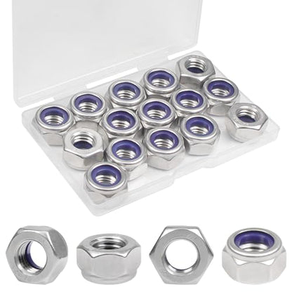15PCS M10 Locknuts M10x1.5mm Nylon Insert Hex Lock Nuts - size: M10x1.5mm;15 PCS