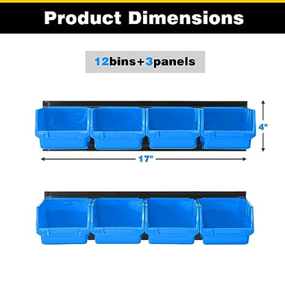 Ultrawall Wall Mounted Storage Bins, Plastic Hanging Storage Organizer Bins - color: Blue