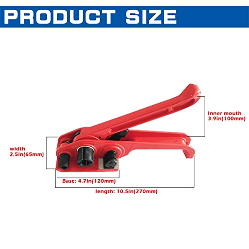 MYFAMIREA Heavy Duty Poly Strapping Tensioner and Cutter Manual Banding Tools Windlass for 1/2" -3/4" Width Polyester Polyproplyn Strap - Passion Red - style: Tensioner-Passion Red