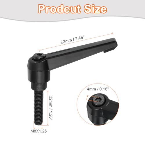 uxcell 2Pcs M8 x 32mm Adjustable Knobs Handle Male Thread Push Button Ratchet Quick Release Locking Rotating Bolt for Lathe Machinery, Black - size: M8 x 32mm