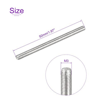 DMiotech 20 Pack M3 x 50mm Fully Threaded Rod 304 Stainless Steel Right Hand Threads Rod Bar Studs Clamps and U-Bolts - size: M3 x 50mm