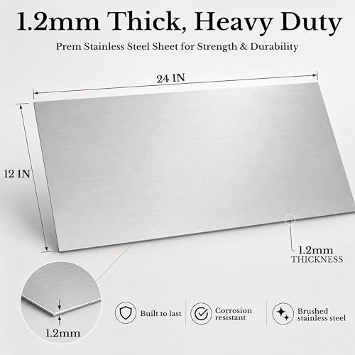 2 Pack 430 Magnetic Stainless Steel Sheets, 18 Gauge 24"x12" Brushed Metal - size: 24″× 12″