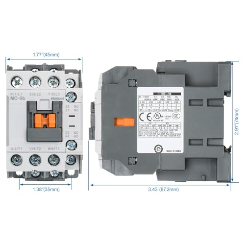 BAOMAIN 9A Magnetic Contactor MC-9b 3 Pole 110V AC Coil 1NO+1NC UL