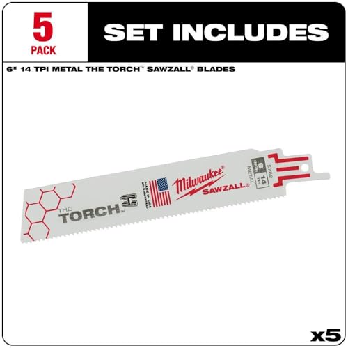 Milwaukee Tool 6" 14 TPI The Torch Sawzall Blade (5 Pk) 48-00-5782