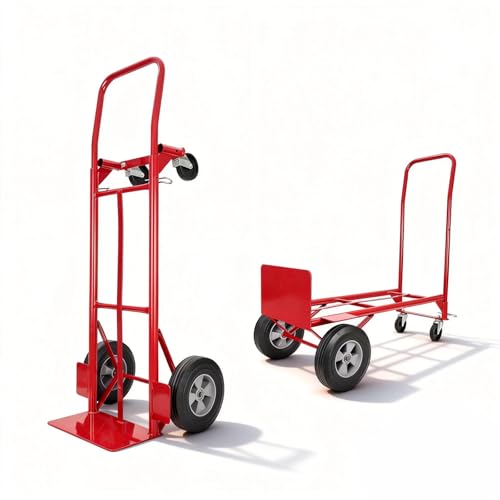 NORTHSKY 2-in-1 Convertible Hand Truck & Platform Cart, 990 lbs Heavy Duty Folding Dolly with 10" Solid Rubber Wheels, Steel Frame Hand Truck Dolly for Moving, Warehouses, Garages – Beveled Nose Plate