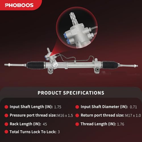 PHOBOOS Hydraulic Power Steering Rack and Pinion Fit for Toyota RAV4 - size: 26-2616