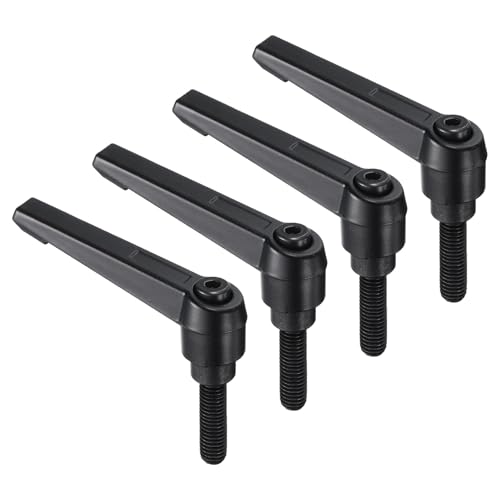 uxcell 4pcs Clamping Lever Handles, M8 x 25mm Black Oxide Carbon Steel Threaded Male Stud, Adjustable Handles Locking Quick Release Ratchet Push Button Bolt Knobs, Black - size: M8 x 25mm