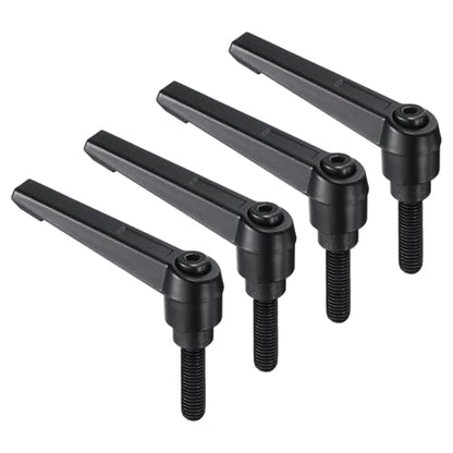 uxcell 4pcs Clamping Lever Handles, M8 x 25mm Black Oxide Carbon Steel Threaded Male Stud, Adjustable Handles Locking Quick Release Ratchet Push Button Bolt Knobs, Black - size: M8 x 25mm
