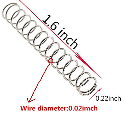 40 pcs Stainless Steel Compression Spring Extension Sturdy Assortment 1.6'' Length x 0.22'' OD x 0.02'' Wide Diameter