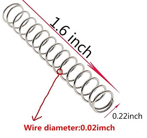 40 pcs Stainless Steel Compression Spring Extension Sturdy Assortment 1.6'' Length x 0.22'' OD x 0.02'' Wide Diameter